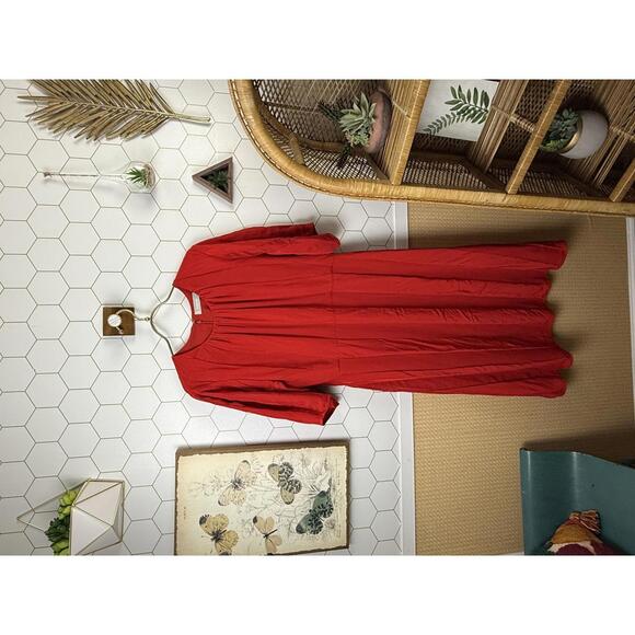 Everlane The City Stripe Ruched Dress in Haute Red - Size - 10 - Picture 3 of 7